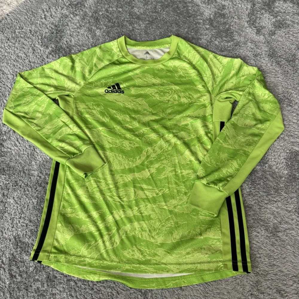 Adidas Boys Climalite Goalkeeper Jersey L Neon Green Graphic Long Sleeve Soccer